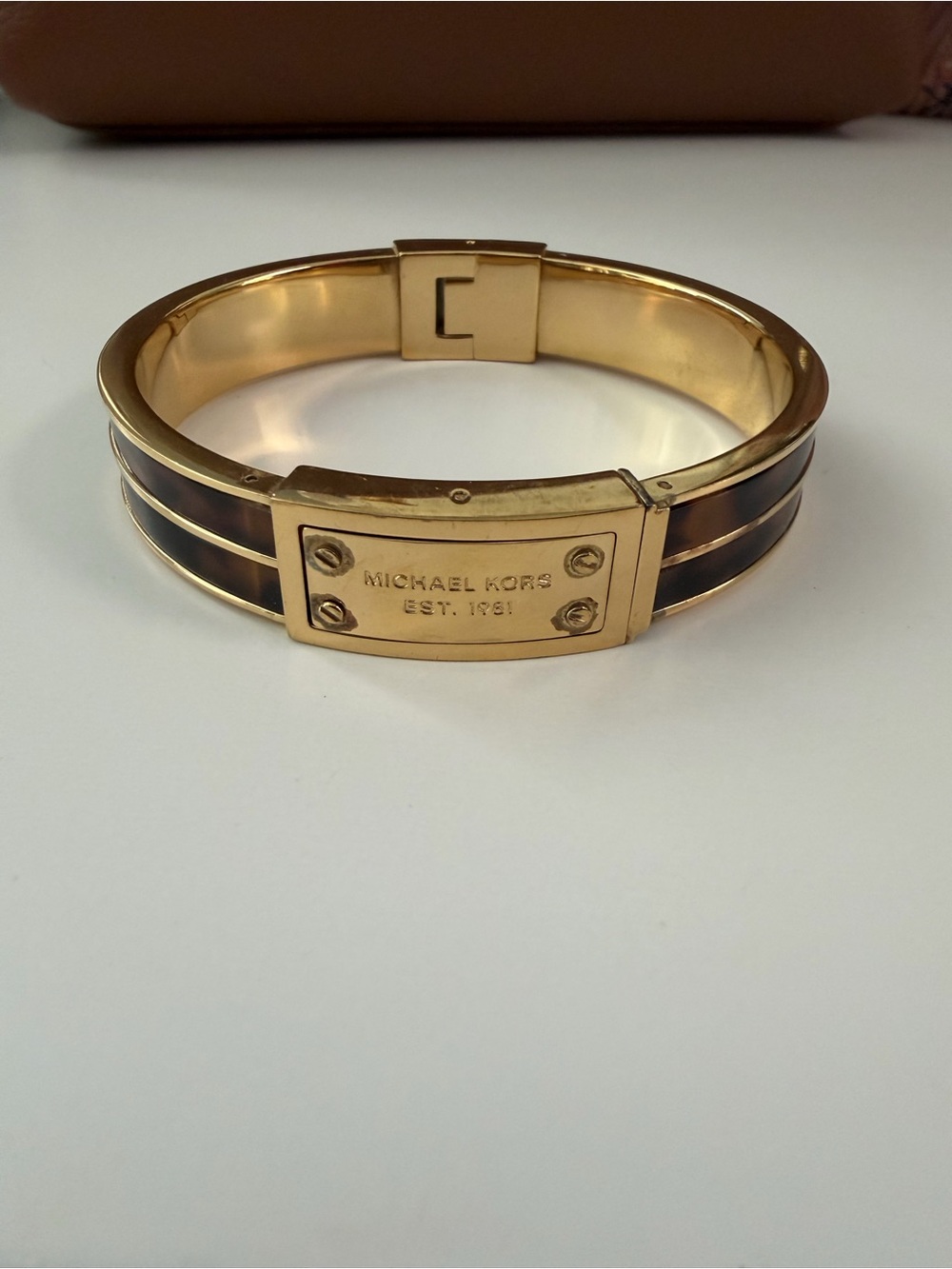 Michael Kors Gold-Tone and Tortoiseshell Bangle Bracelet